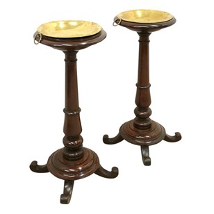 Pair of Mahogany and Brass Stands